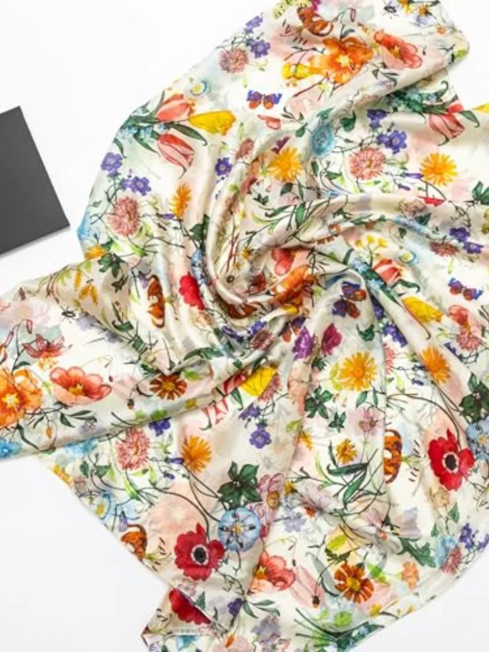 100% Mulberry Silk Large Scarf Wrap, Lightweight Chiffon Feel, 68x43 in